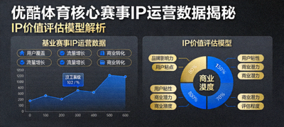 优酷体育核心赛事IP运营数据揭秘封面，IP价值评估模型